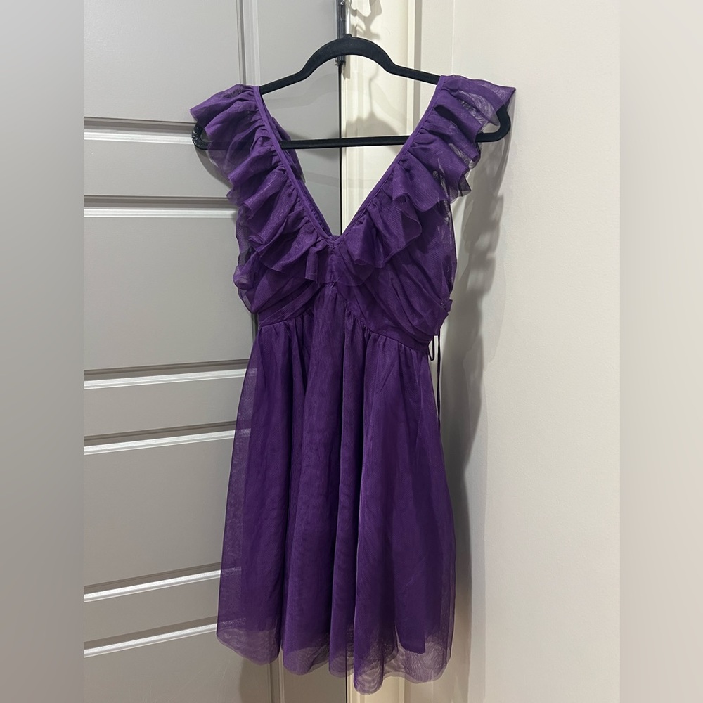Maeve Anthropology Purple Ruffle Mini Dress!